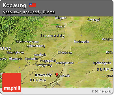 Satellite Panoramic Map of Kodaung