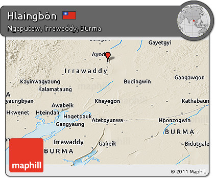 Shaded Relief Panoramic Map of Hlaingbôn