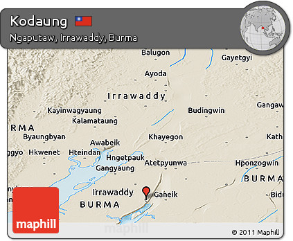 Shaded Relief Panoramic Map of Kodaung