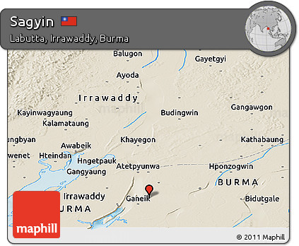 Shaded Relief Panoramic Map of Sagyin
