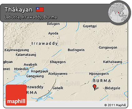 Shaded Relief Panoramic Map of Thākayan