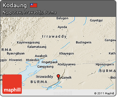 Shaded Relief Panoramic Map of Kodaung