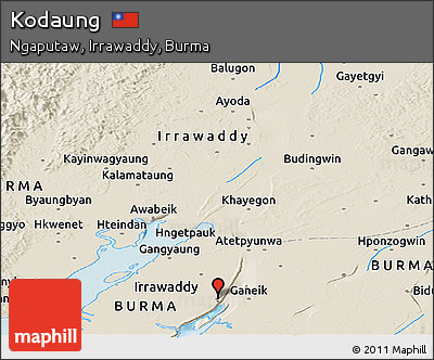 Shaded Relief Panoramic Map of Kodaung