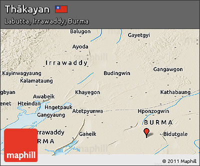 Shaded Relief Panoramic Map of Thākayan