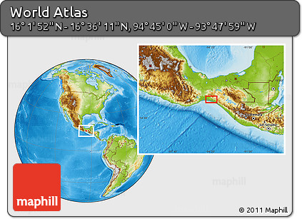Physical Location Map of the Area around 16° 19' 2" N, 94° 16' 30" W