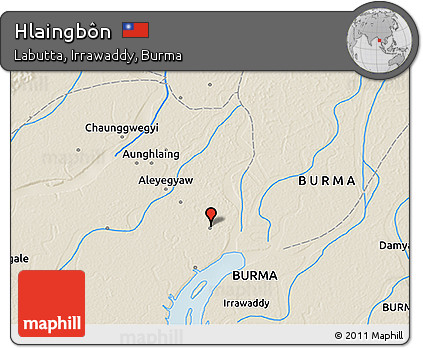 Shaded Relief 3D Map of Hlaingbôn