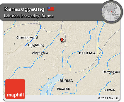 Shaded Relief 3D Map of Kanazogyaung