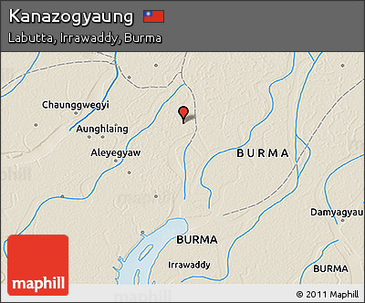 Shaded Relief 3D Map of Kanazogyaung