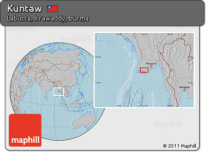 Gray Location Map of Kuntaw, hill shading
