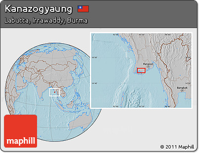 Gray Location Map of Kanazogyaung, hill shading