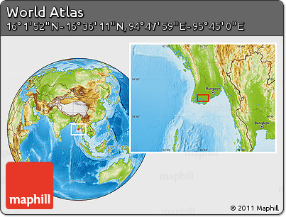Physical Location Map of the Area around 16° 19' 2" N, 95° 16' 30" E