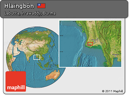 Satellite Location Map of Hlaingbôn