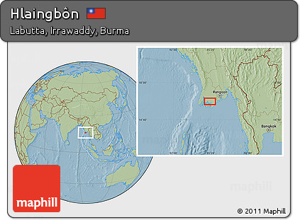 Savanna Style Location Map of Hlaingbôn, hill shading