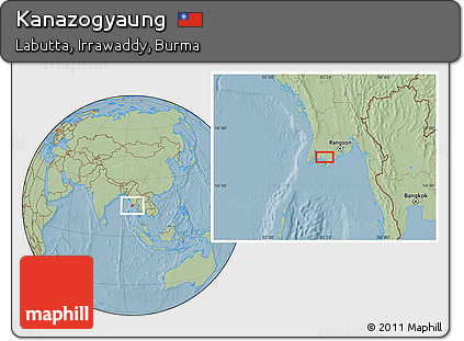 Savanna Style Location Map of Kanazogyaung, hill shading