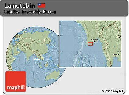 Savanna Style Location Map of Lamutabin, hill shading