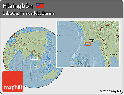 Savanna Style Location Map of Hlaingbôn, hill shading