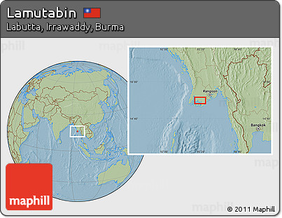Savanna Style Location Map of Lamutabin, hill shading
