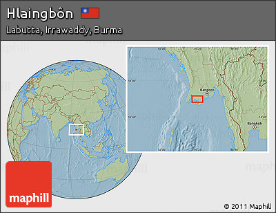 Savanna Style Location Map of Hlaingbôn, hill shading