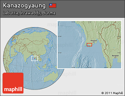 Savanna Style Location Map of Kanazogyaung, hill shading