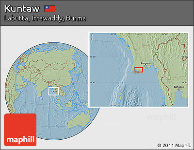 Savanna Style Location Map of Kuntaw, hill shading