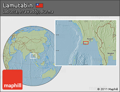 Savanna Style Location Map of Lamutabin, hill shading