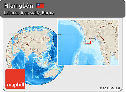 Shaded Relief Location Map of Hlaingbôn