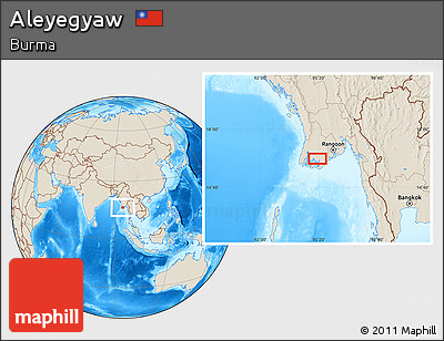 Shaded Relief Location Map of Aleyegyaw