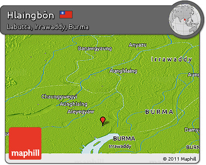 Physical Panoramic Map of Hlaingbôn