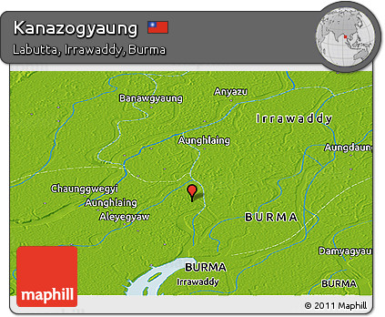 Physical Panoramic Map of Kanazogyaung
