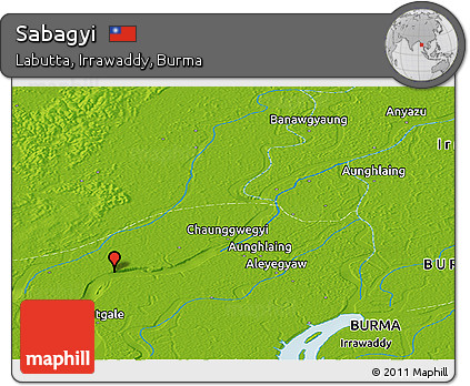 Physical Panoramic Map of Sabagyi