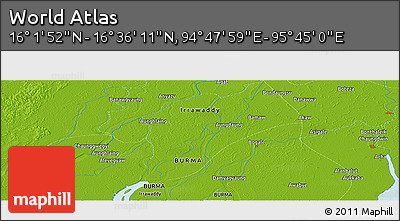 Physical Panoramic Map of the Area around 16° 19' 2" N, 95° 16' 30" E