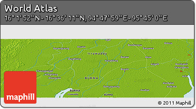 Physical Panoramic Map of the Area around 16° 19' 2" N, 95° 16' 30" E
