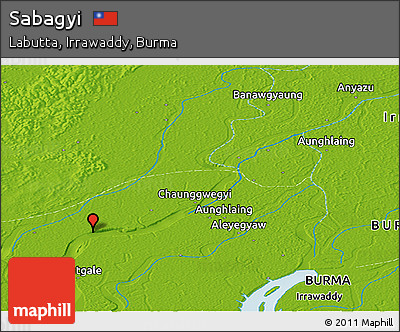 Physical Panoramic Map of Sabagyi