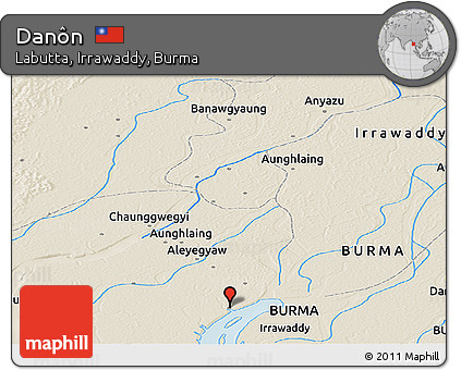 Shaded Relief Panoramic Map of Danôn