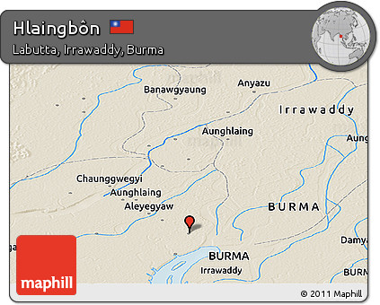 Shaded Relief Panoramic Map of Hlaingbôn