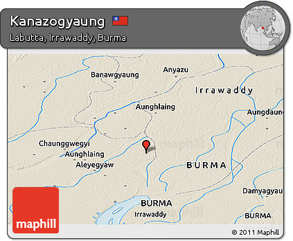 Shaded Relief Panoramic Map of Kanazogyaung