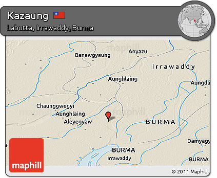 Shaded Relief Panoramic Map of Kazaung