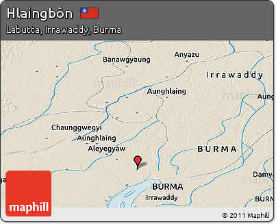 Shaded Relief Panoramic Map of Hlaingbôn