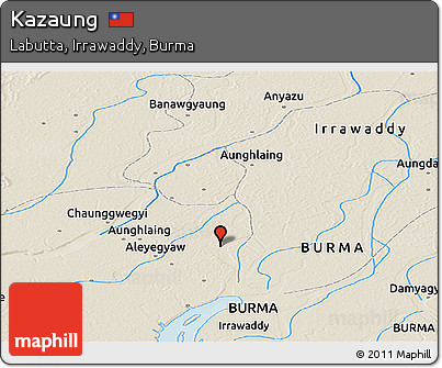 Shaded Relief Panoramic Map of Kazaung