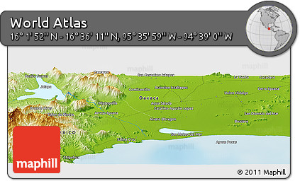 Physical Panoramic Map of the Area around 16° 19' 2" N, 95° 7' 30" W