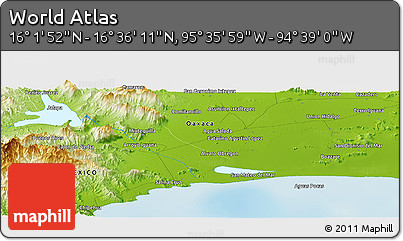 Physical Panoramic Map of the Area around 16° 19' 2" N, 95° 7' 30" W