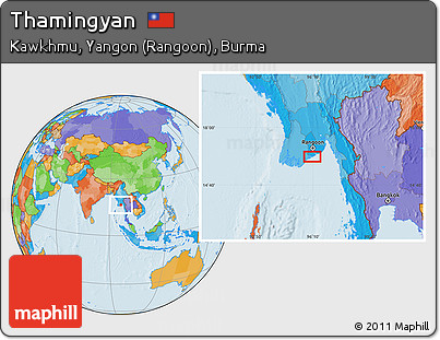 Political Location Map of Thamingyan