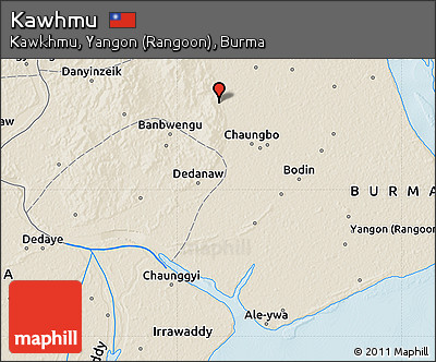 Shaded Relief Map of Kawhmu