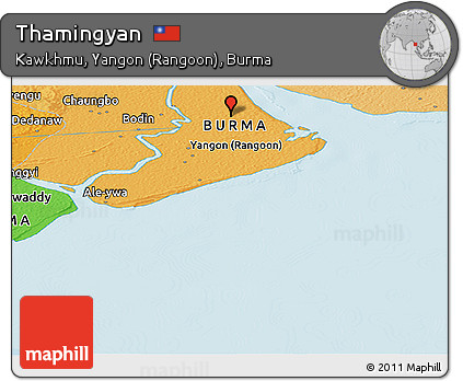 Political Panoramic Map of Thamingyan