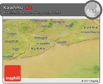 Satellite Panoramic Map of Kawhmu