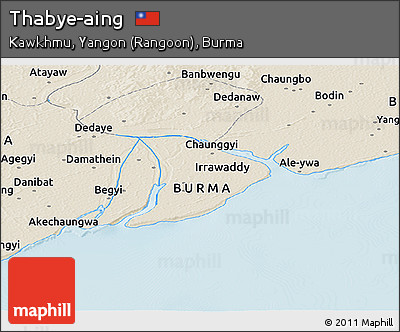 Shaded Relief Panoramic Map of Thabye-aing