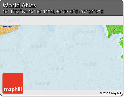 Political 3D Map of the Area around 16° 19' 2" N, 96° 58' 29" E