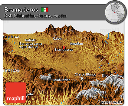 Physical Panoramic Map of Bramaderos