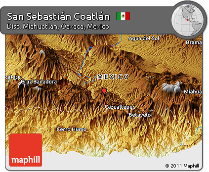 Physical Panoramic Map of San Sebastián Coatlán