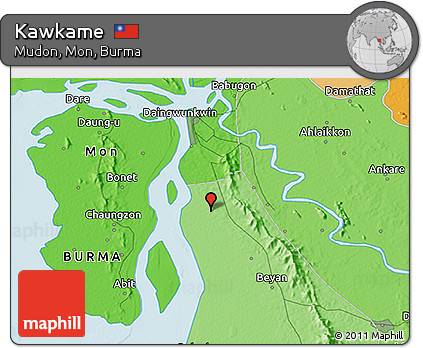 Political 3D Map of Kawkame